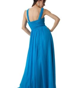 Prom Blue Long One Shoulder Chiffon Dress By Poly USA 6678