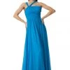 Prom Blue Long One Shoulder Chiffon Dress By Poly USA 6678