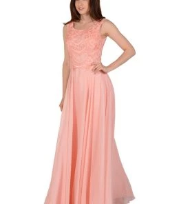 Prom Blue Long Sleeveless Dress With Embellished Bodice By Poly USA