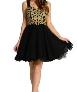 Prom Blue Short Appliqued Off The Shoulder Dress By Poly USA