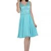Blue Short Chiffon Dress With Beaded Bodice By Poly USA Prom