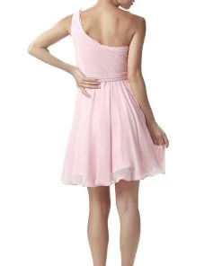 Blue Short One Shoulder Ruched Dress By Poly USA Prom