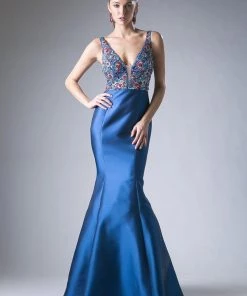 Prom Beaded Mikado Mermaid Gown By Cinderella Divine 13108