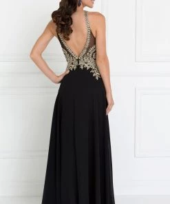 Blush Long Open Back Chiffon Dress By Elizabeth K GL1526 Prom