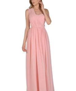 Blush Pink Long Convertible Chiffon Dress By Poly USA Prom