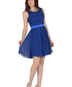 Blush Pink Short Knee Length Chiffon Dress By Poly USA Prom