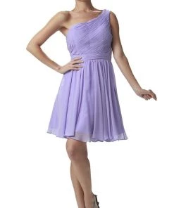 Prom Blush Pink Short One Shoulder Ruched Dress By Poly USA 15 Prom Blush Pink Short One Shoulder Ruched Dress By Poly USA