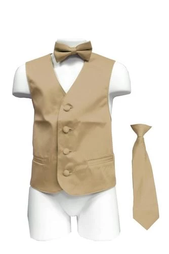 Vesuvio Napoli Boys Boys Beige Satin Vest With Neck Tie And Bow Tie Kids 3 Vesuvio Napoli Boys Boys Beige Satin Vest With Neck Tie And Bow Tie Kids