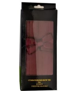 Vesuvio Napoli Boys Burgundy Cummerbund And Bow Tie Set