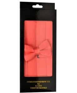 Vesuvio Napoli Boys Coral Cummerbund And Bow Tie Set Kids