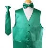 Vesuvio Napoli Boys Kids Boys Emerald Green Satin Vest With Neck Tie And Bow Tie