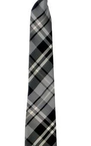 Vesuvio Napoli Boys Boys Gray Plaid Clip On Necktie