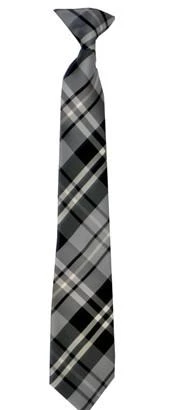 Vesuvio Napoli Boys Boys Gray Plaid Clip On Necktie 3 Vesuvio Napoli Boys Boys Gray Plaid Clip On Necktie