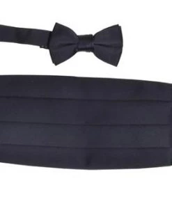 Vesuvio Napoli Boys Navy Blue Cummerbund And Bow Tie Set