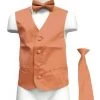 Vesuvio Napoli Boys Boys Peach Satin Vest With Neck Tie And Bow Tie