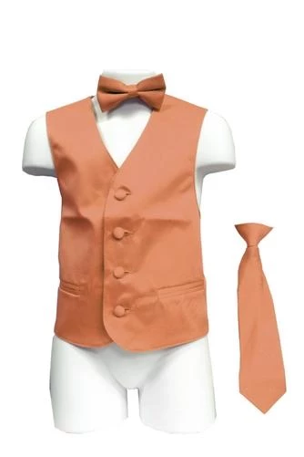 Vesuvio Napoli Boys Boys Peach Satin Vest With Neck Tie And Bow Tie 3 Vesuvio Napoli Boys Boys Peach Satin Vest With Neck Tie And Bow Tie