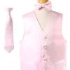 Vesuvio Napoli Boys Boys Pink Satin Vest With Neck Tie And Bow Tie Kids