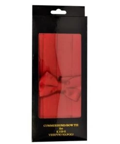 Vesuvio Napoli Boys Red Cummerbund And Bow Tie Set Kids