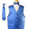 Vesuvio Napoli Boys Kids Boys Royal Blue Satin Vest With Neck Tie And Bow Tie