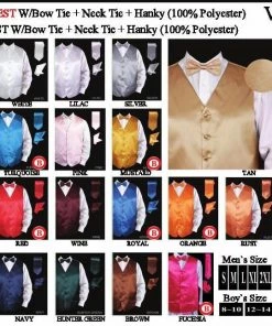 Daniel Ellissa Boys Vests Boys Satin Vest With Tie, Bow Tie, And Hanky