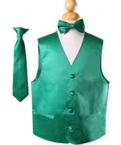 Vesuvio Napoli Boys Kids Boys Solid Satin Vests With Neck Tie And Bow Tie