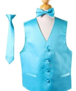 Vesuvio Napoli Boys Kids Boys Solid Satin Vests With Neck Tie And Bow Tie