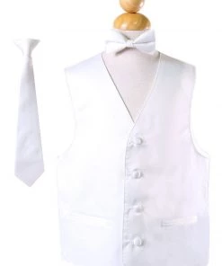 Vesuvio Napoli Boys Kids Boys Solid Satin Vests With Neck Tie And Bow Tie