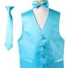 Vesuvio Napoli Boys Boys Turquoise Satin Vest With Neck Tie And Bow Tie 1 Vesuvio Napoli Boys Boys Turquoise Satin Vest With Neck Tie And Bow Tie