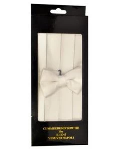 Vesuvio Napoli Kids Boys White Cummerbund And Bow Tie Set