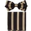 Vesuvio Napoli Brown Striped Bow Tie With Pocket Square (Pointed Tip) Men 2 Vesuvio Napoli Brown Striped Bow Tie With Pocket Square (Pointed Tip) Men