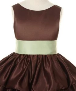 ABC Fashion Brown Tea Length Flower Girl Dresses With Sash 10 ABC Fashion Brown Tea Length Flower Girl Dresses With Sash