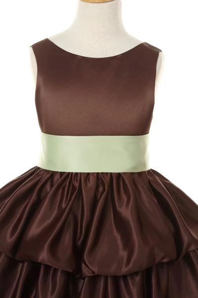 ABC Fashion Brown Tea Length Flower Girl Dresses With Sash 5 ABC Fashion Brown Tea Length Flower Girl Dresses With Sash