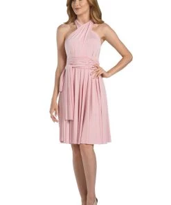 Burgundy Long Convertible Jersey Dress By Poly USA Prom