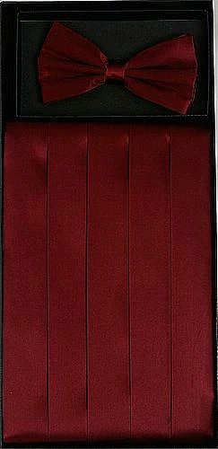 Vesuvio Napoli Burgundy Silk Satin Cummerbund And Bow Tie Set 3 Vesuvio Napoli Burgundy Silk Satin Cummerbund And Bow Tie Set