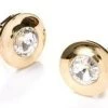 ABC Fashion Button Gold Cufflinks With Clear Crystal