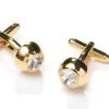 ABC Fashion Button Gold Cufflinks With Clear Crystal