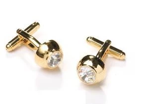 ABC Fashion Button Gold Cufflinks With Clear Crystal 3 ABC Fashion Button Gold Cufflinks With Clear Crystal
