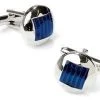 ABC Fashion Button Silver And Royal Blue Cufflinks