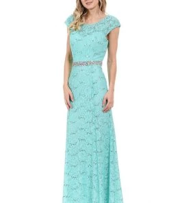 Cap Sleeve Lace Dress With Beaded Waist By Lenovia 5131 Prom 28 Cap Sleeve Lace Dress With Beaded Waist By Lenovia 5131 Prom