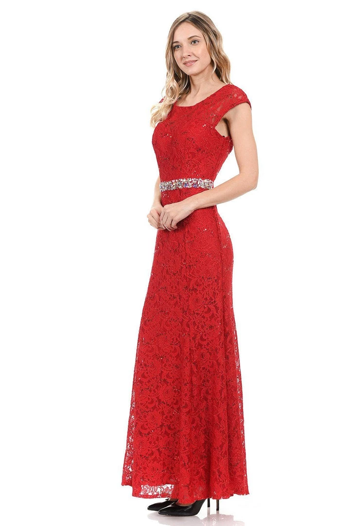 Cap Sleeve Lace Dress With Beaded Waist By Lenovia 5131 Prom 15 Cap Sleeve Lace Dress With Beaded Waist By Lenovia 5131 Prom