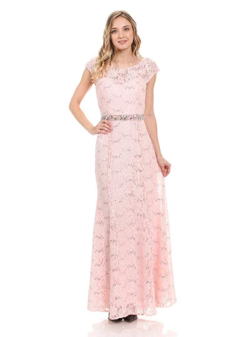 Cap Sleeve Lace Dress With Beaded Waist By Lenovia 5131 Prom 6 Cap Sleeve Lace Dress With Beaded Waist By Lenovia 5131 Prom