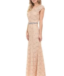 Cap Sleeve Lace Dress With Beaded Waist By Lenovia 5131 Prom 23 Cap Sleeve Lace Dress With Beaded Waist By Lenovia 5131 Prom