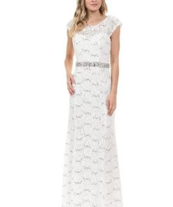 Cap Sleeve Lace Dress With Beaded Waist By Lenovia 5131 Prom 25 Cap Sleeve Lace Dress With Beaded Waist By Lenovia 5131 Prom