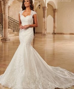Mary's Bridal Couture Damour Collection Cap Sleeve Mermaid Bridal Gown By Mary's Bridal MB4119