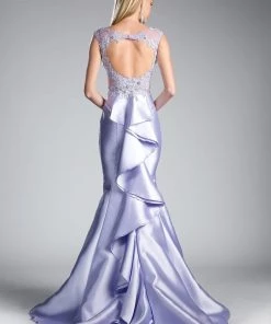 Beaded Cap Sleeve Mermaid Gown By Cinderella Divine 8984A Prom