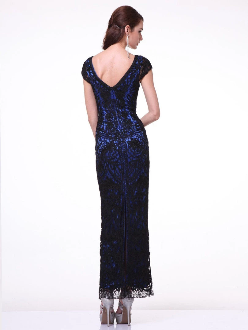 Long Cap Sleeve Lace Dress By Cinderella Divine 1937 Prom 4 Long Cap Sleeve Lace Dress By Cinderella Divine 1937 Prom