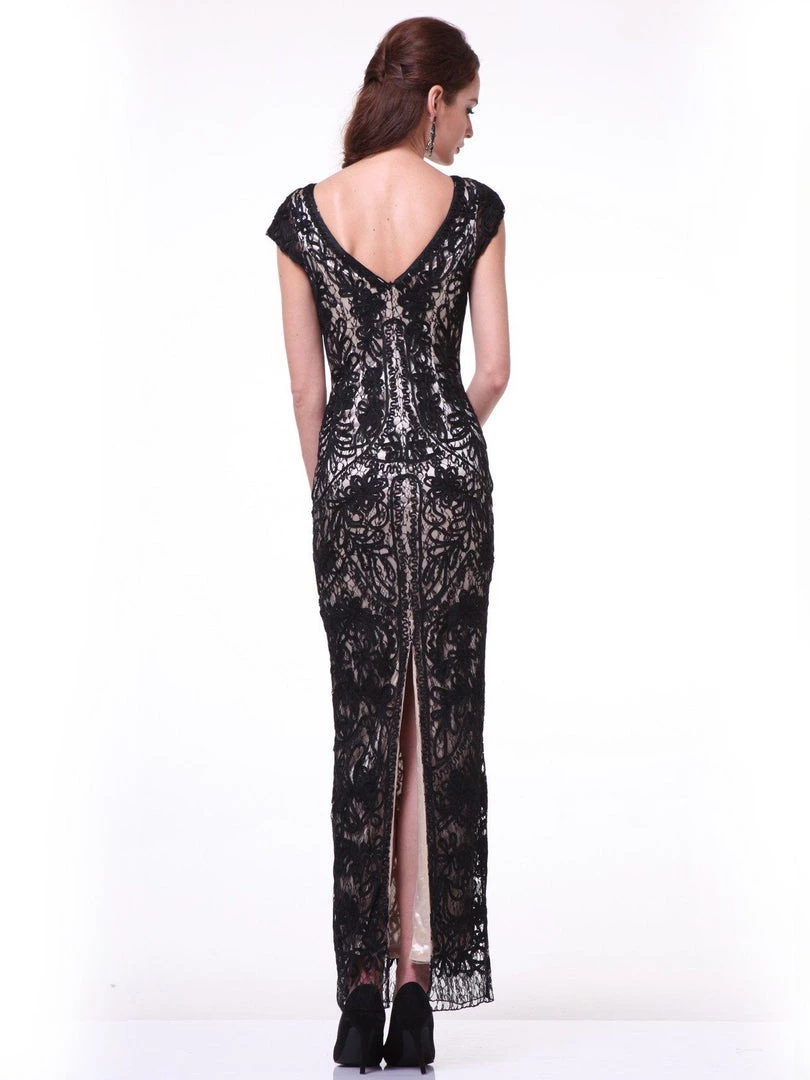 Long Cap Sleeve Lace Dress By Cinderella Divine 1937 Prom 6 Long Cap Sleeve Lace Dress By Cinderella Divine 1937 Prom