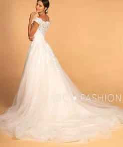 Cap Sleeve Wedding Dress With Lace Appliques By Elizabeth K GL2596