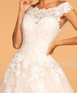 Cap Sleeve Wedding Dress With Lace Appliques By Elizabeth K GL2596 8 Cap Sleeve Wedding Dress With Lace Appliques By Elizabeth K GL2596