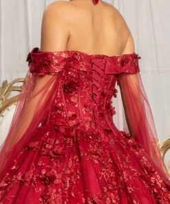 Cape Sleeve Ball Gown By Elizabeth K GL1970